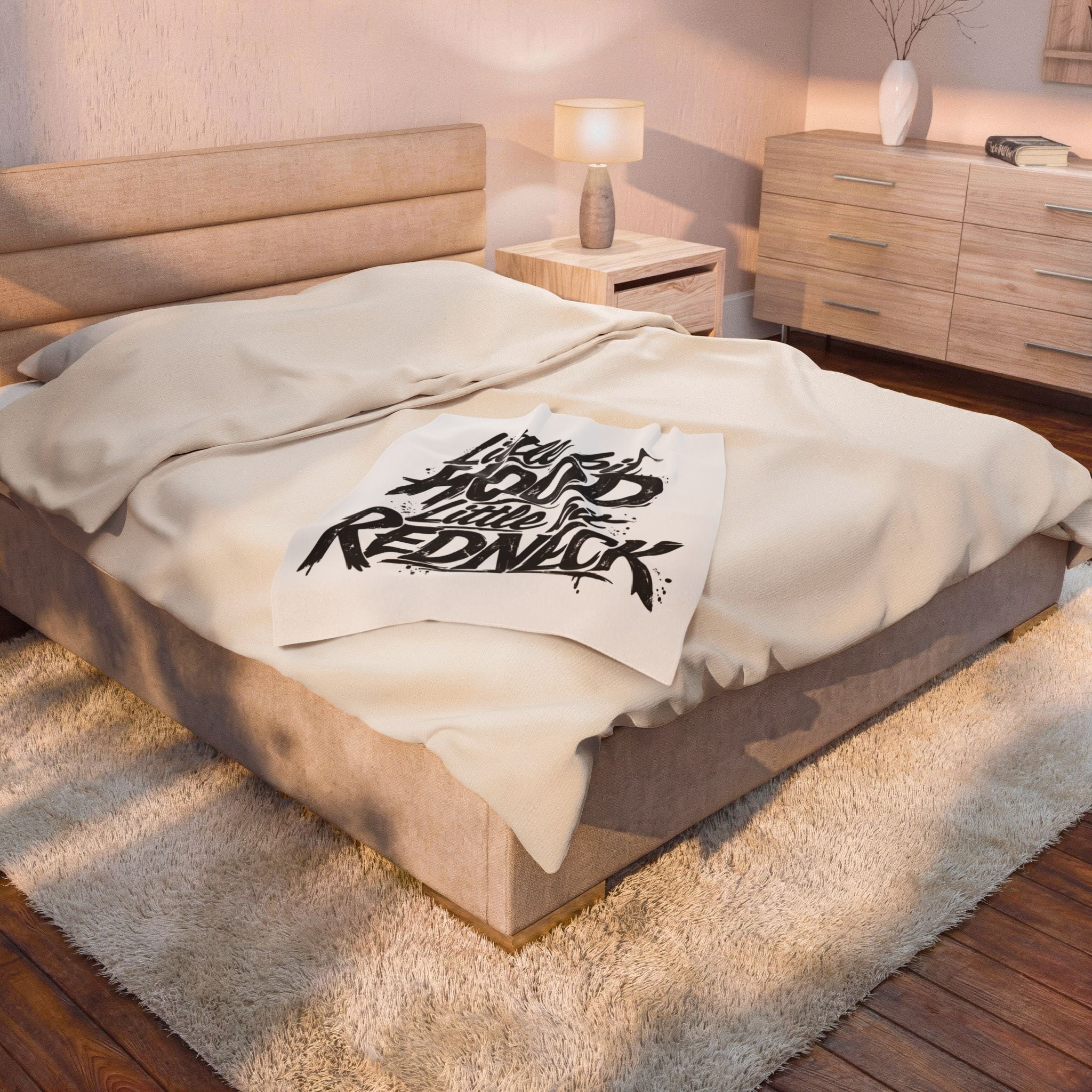 Velveteen Plush throw — "Little Bit Hood, Little Bit Redneck" by Printify