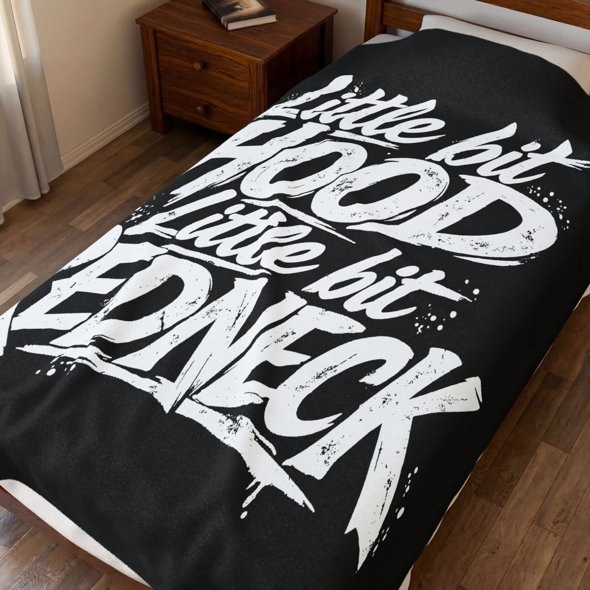 Velveteen Plush throw — "Little Bit Hood, Little Bit Redneck" by Printify