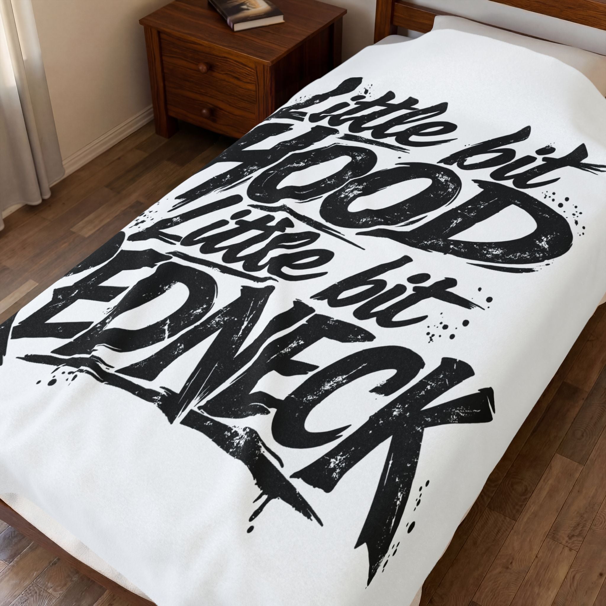 Velveteen Plush throw — "Little Bit Hood, Little Bit Redneck" by Printify