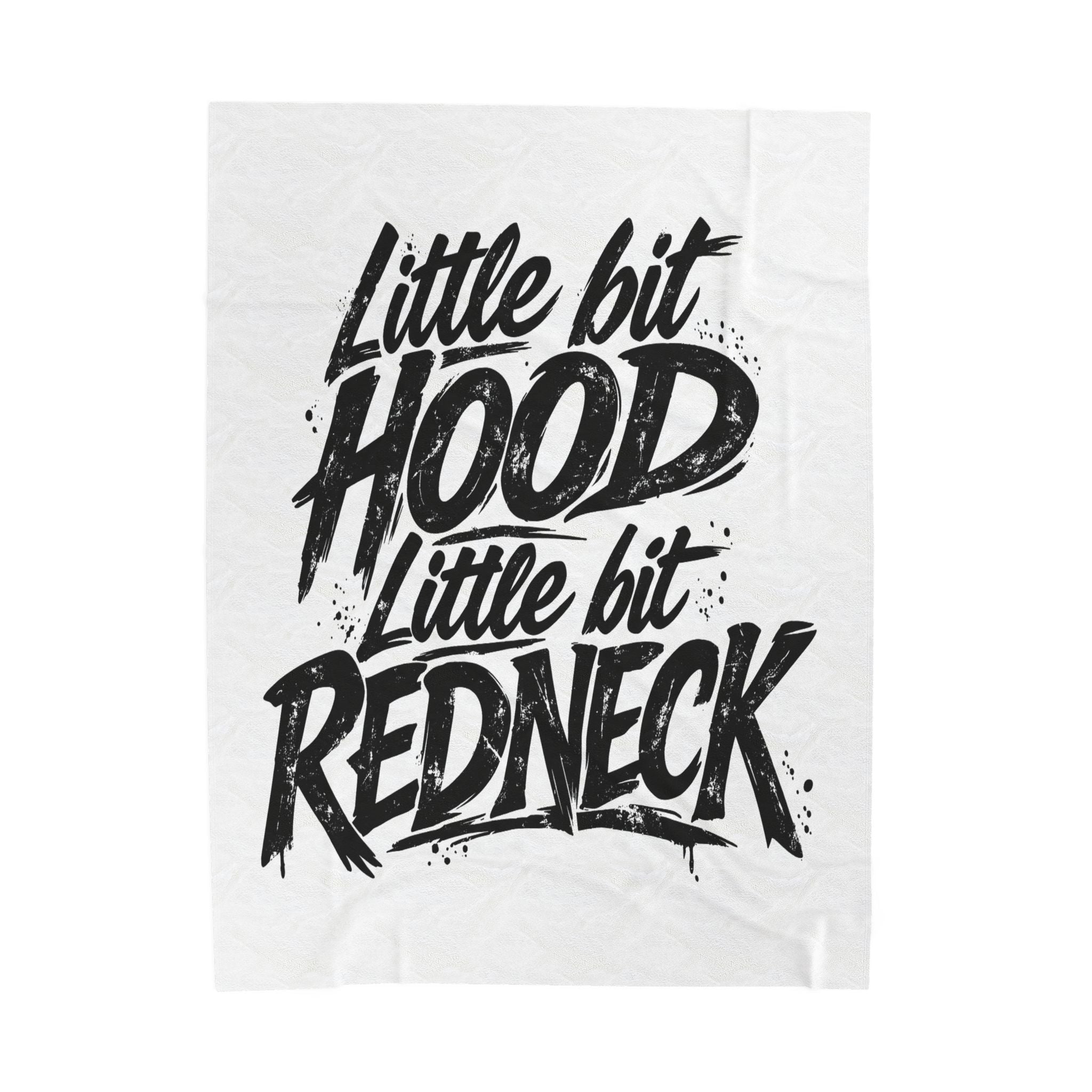 Velveteen Plush throw — "Little Bit Hood, Little Bit Redneck" by Printify