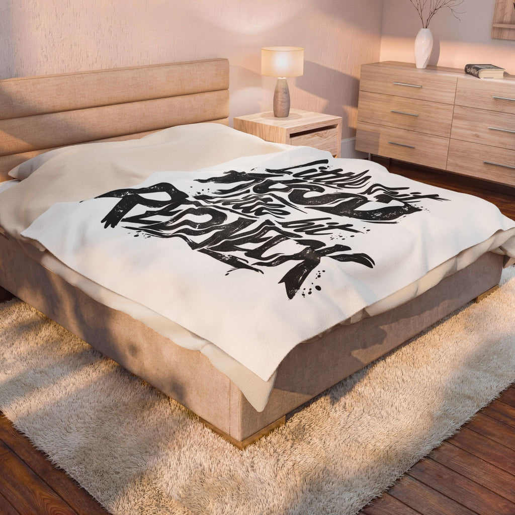 Velveteen Plush throw — "Little Bit Hood, Little Bit Redneck" by Printify