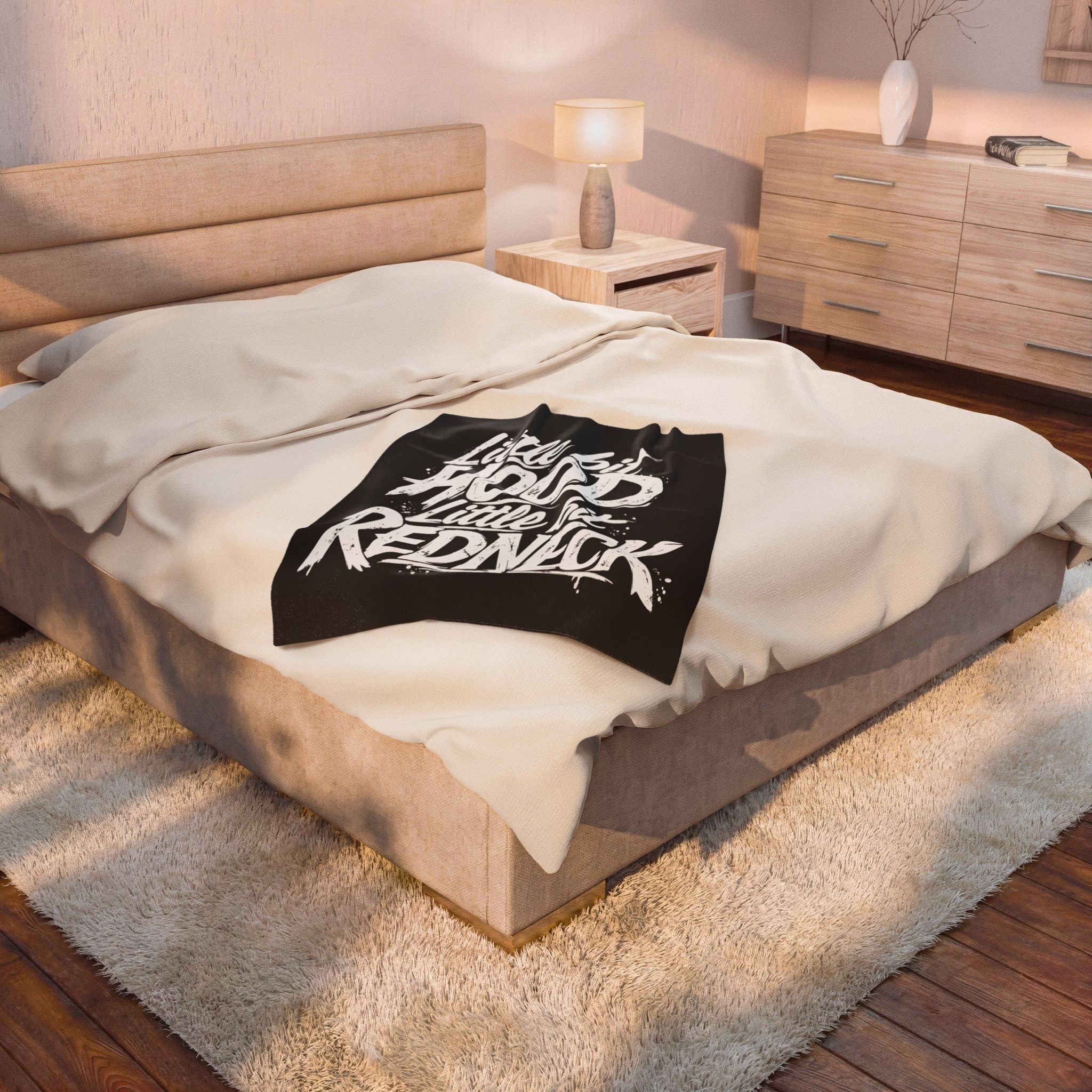 Velveteen Plush throw — "Little Bit Hood, Little Bit Redneck" by Printify